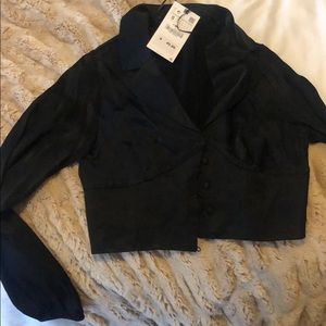 Zara brand new tag on satin cropped blouse